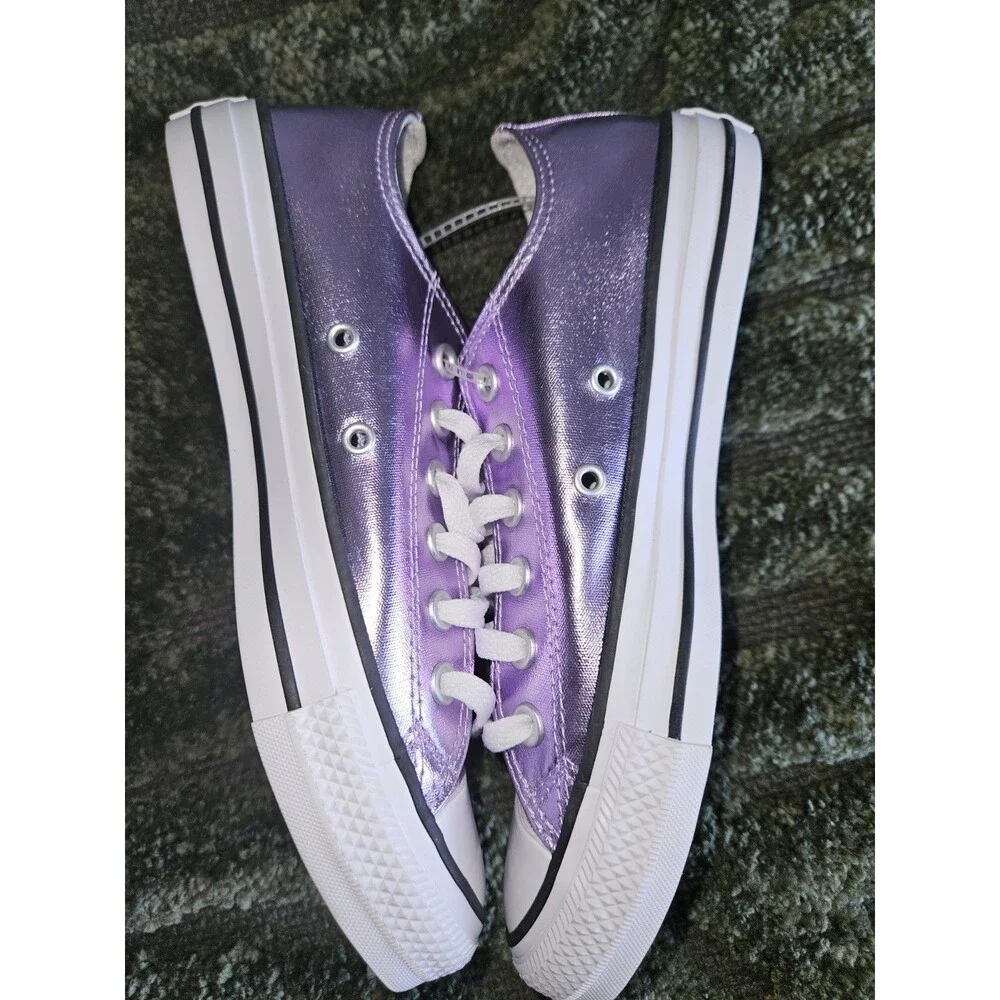 Converse All Star Low Top Purple Metallic Lace-Up Sneakers US 8.5 EU 39.5